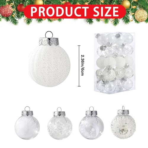 Garvee 30 Pcs Christmas Ball Ornaments, 2.36 Inch/6 Cm Shatterproof Christmas Tree Balls for Holiday Wedding Party Decoration, White