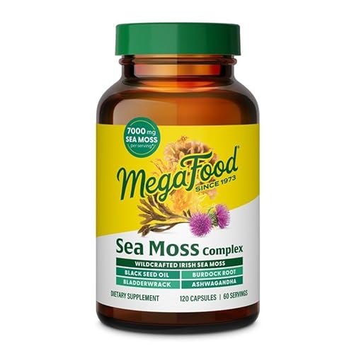 MegaFood Sea Moss Complex – 5-in-1 Blend with Bladderwrack & Burdock (120 Capsules, 60 Servings)