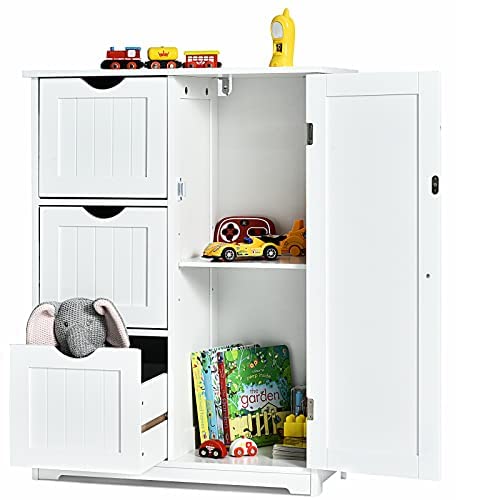 COSTWAY Meuble Bas Blanc (L x l x H) 60 x 30 x 81 cm