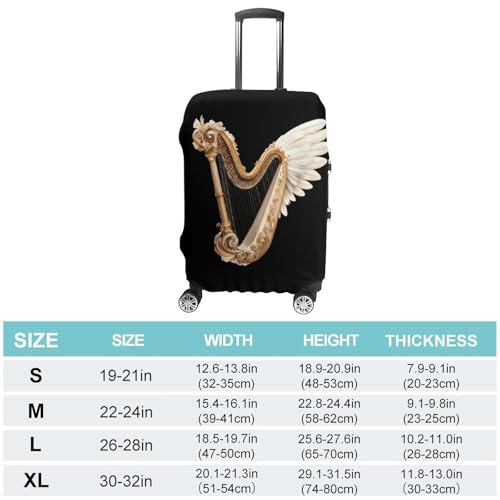 Harp with Wings Travel Luggage Cover for Suitcase 19-32 Inches Elastic Washable Baggage Protector2