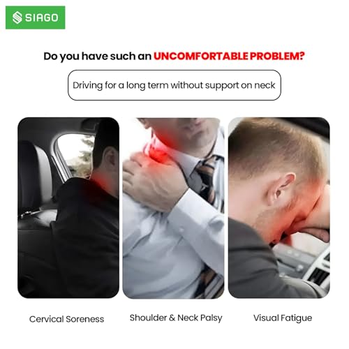 Image of SIAGO SIA389 Ultrasoft Car Neck Rest Pillow - Ultimate Neck Support, Pain Relief & Comfort with Hi-Per Foam & Washable Velvet Cover (Black)