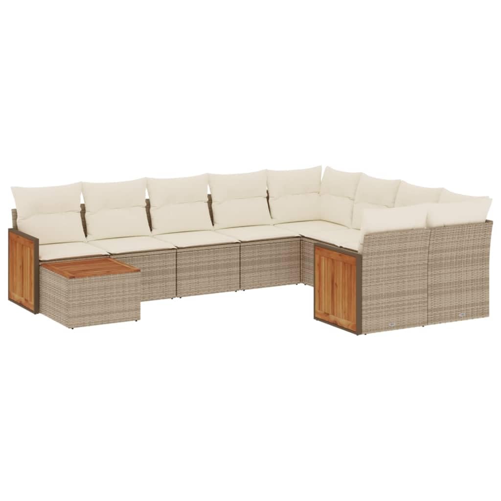 Gecheer Juego de sofá de jardín de 10 piezas con cojines beige de ratán sintético PLZ1803
