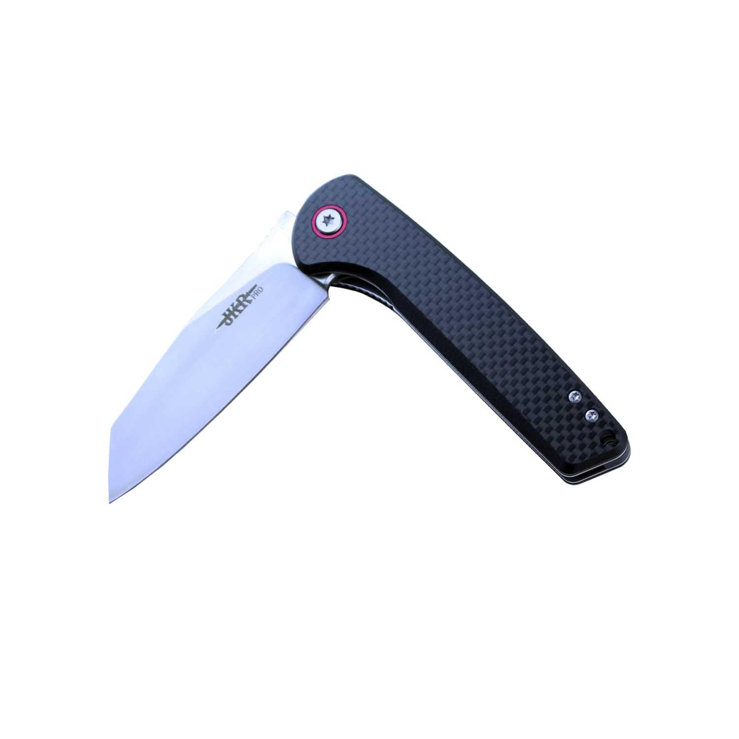 joker Coltello da tasca a cuscinetto JKR10014, Manico G10 / Fibra de Carbonio in nero e Lama de Acciaio D2 de 9 cm, Lunghezza totale de 20,5 cm per attività di caccia, pesca ed escursionismo