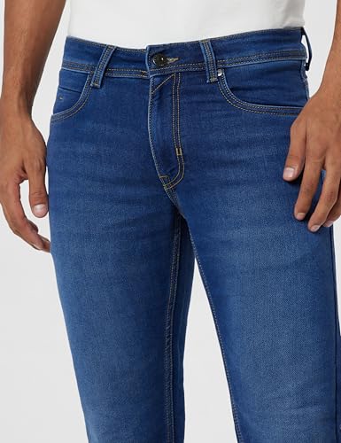 Image of Peter England Men's Slim Tapered Jeans | Denim | Premium | Modern Fit