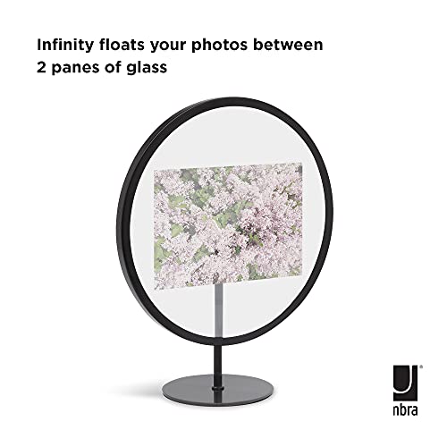 Image of Umbra, Black Infinity Picture Frame, Unique Circular Display for Desk or Wall, Floats 4x6 Photo, 4 x 6