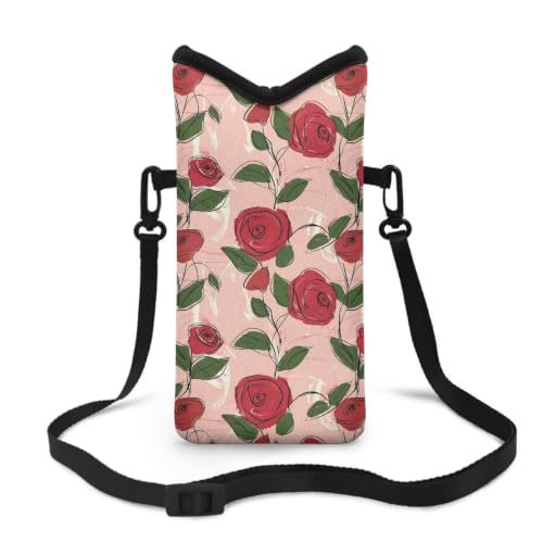 Image of Women's Crossbody Phone Bag Lightweight Neoprene Cellphone Case Waterproof Phone Carry Pouch for iPhone 16 /15 /14 Pro Max, for Samsung S25, S24, S23, S22, S21, Rose Pink