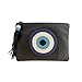 Sidney Byron Leather Mini Clutch With Evil Eye Beading in Black