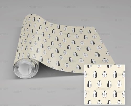 Papier peint autocollant pingouin pour rénover un mur abîmé
