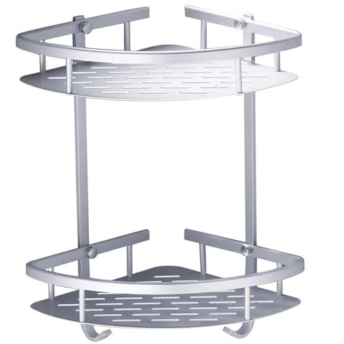 Étagère de douche d'angle triangulaire murale à 2 niveaux en aluminium