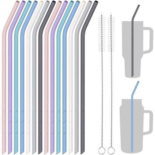 NiHome 14PCS Silicone Straws for Tumbler (Macaron)