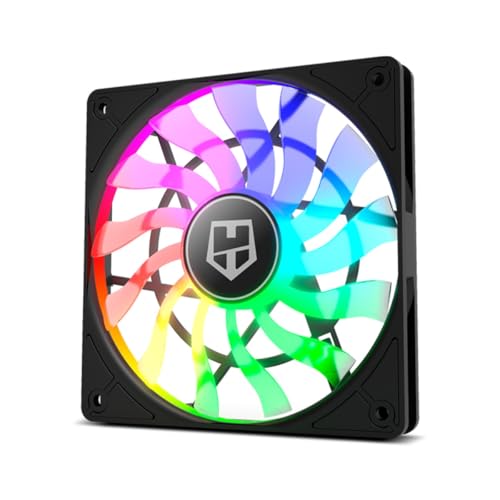 NOX XTREME PRODUCTS Hummer Slim Fan-NXHUMMERSLIMFAN- Ventilador 120mm, ARGB, 13 aspas traslúcidas, diseño silencioso super slim, rodamientos hidráulicos, esquinas soporte goma, Negro