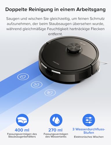 roborock Q7 L5 Saugroboter, Dual Anti-Tangle System, 8.000 Pa HyperForce Saugkraft, Präzise Navigation, Smart No-Go Zone, Einstiegsleistung, Perfekt für Haustierbesitzer (Schwarz)