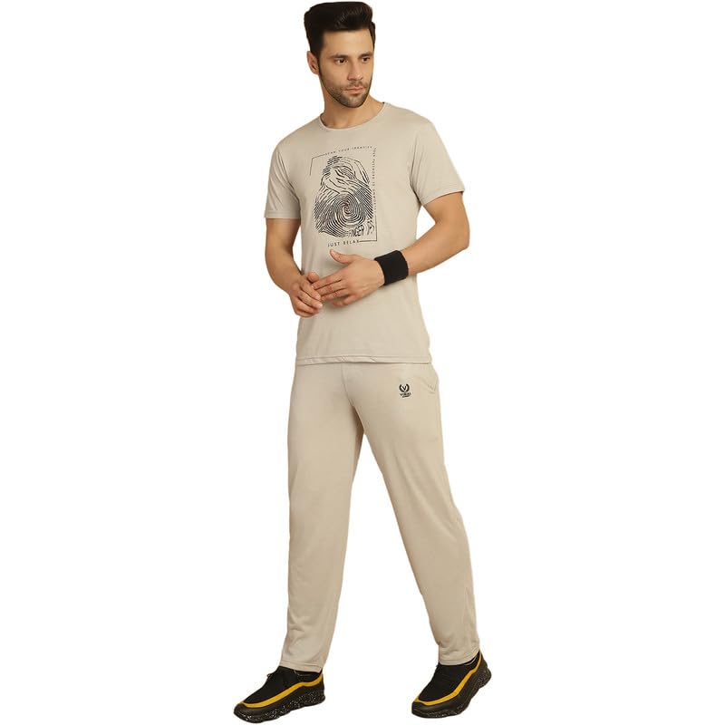 Image of VIMAL JONNEY White Cotton Printed CO-ORD Set Tracksuit for Men-T PRT 23 WHT D10 WHT. 02-P