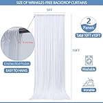 10x10ft Wrinkle Free White Backdrop Curtain for Parties Soft Fabric Drapes Wedding White Curtain Backdrop for Birthday Party Decorations Background for Photography 5x10ft, 2 Panels - Image 4