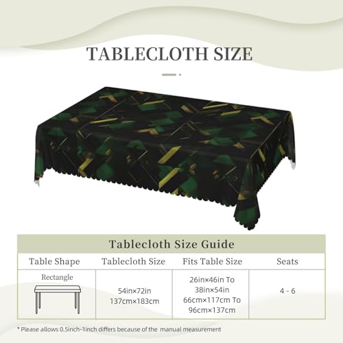 Nappe géométrique noir vert doré pour dîners raffinés