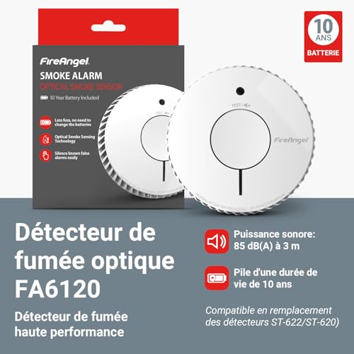 FireAngel FA6120, Détecteur de Fumée, Alarme Incendie, Pile 10 Ans – vue 3