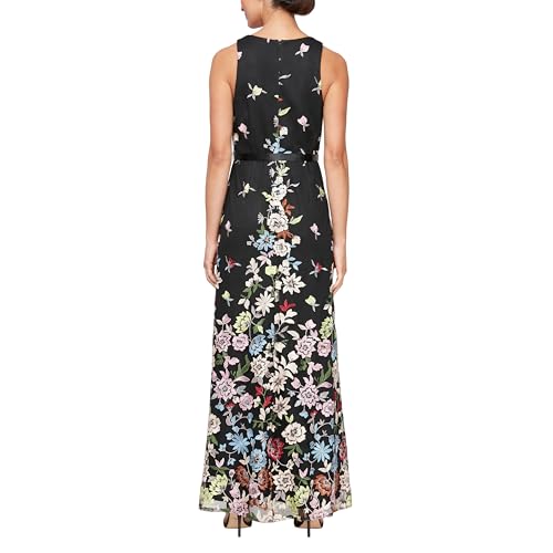 Alex Evenings Women's Long Sleeveless Embroidered A-line Dress2