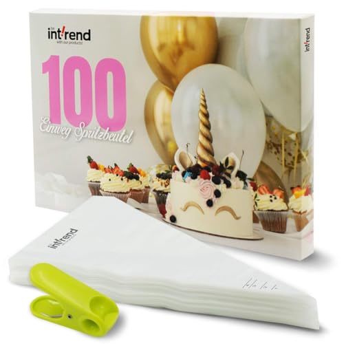 Int!rend Kit 100 Mangas Pasteleras Desechables - 30cm Longitud y 20cm Abertura - Manga Pastelera Profesional Desechable para Cupcakes, Tartas, Galletas, Churros, Croquetas y Más