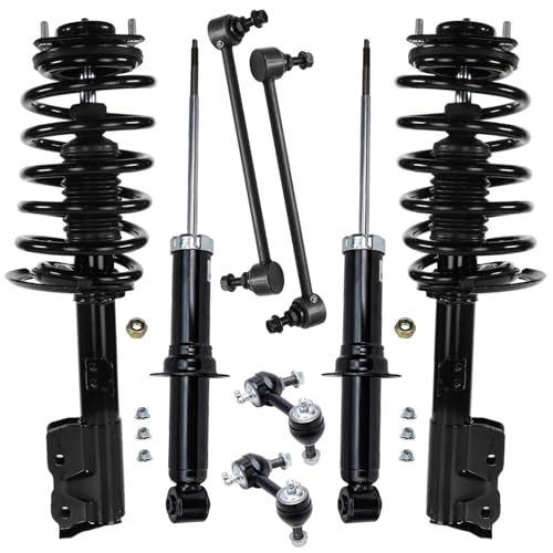 Image of Detroit Axle - AWD 8pc Struts Shocks Kit for Jeep 2007-2008 Patriot Compass 2 Front Struts with Coil Spring Assembly 2 Rear Shock Absorbers 4 Front Rear Sway Bar End Links Replacement Suspension