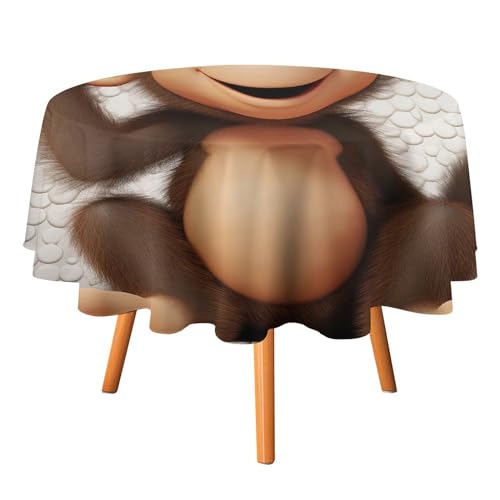 Nappe ronde imprimée singe lavable et décorative pour salle à manger - 3