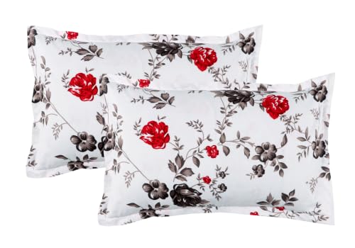Image of DECORUM 190TC Cotton Feel Double Bedsheet with 2 King Size Pillow Covers | 90X100 Inches | Soft & Breathable Fabric| Lightweight & Comfortable | Premium Printed Bedding Set for Home |Rose Floral Print