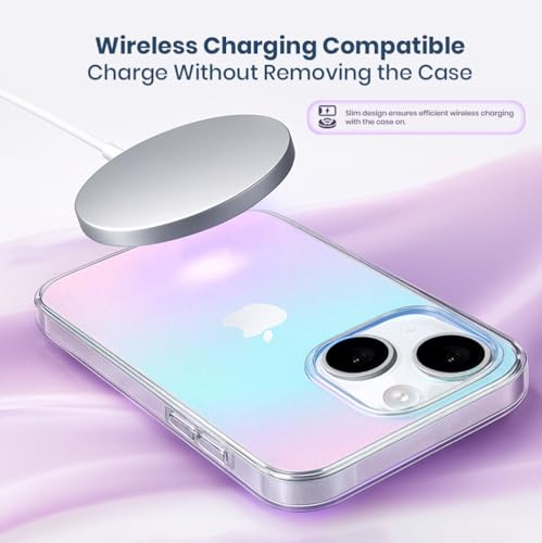 Image of MOOSH iPhone 15 Plus Rainbow Translucent Case Cover with Shockproof Bumpers, Military-Grade Drop Protection, Anti-Bacterial Coating, Protective Phone Case Cover for iPhone 15 Plus (Rainbow)