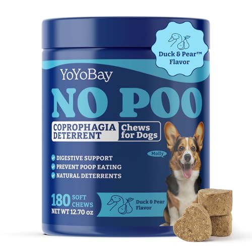 YoYoBay No Poo Chews for Dogs, Coprophagia Deterrent, Stool Eating Deterrent - with Probiotics, Fiber Blend, Natural Deterrent - Digestive Health & Immune Support - 180 Soft Chews, Duck & Pear Flavor