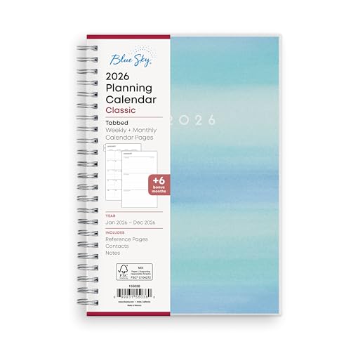 Blue Sky 2026 Weekly and Monthly Planner Calendar, January 2026