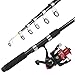 Tripquips Fishing Rod, 6.9ft 2Pcs Telescopic Fishing Rods Set, Carbon Fiber Fishing Pole, 2PCS Spinning Rod and Reel Combo with Carrier Bag Freshwater Fishing Rod and Reel Combos Kits Fishing Gear-Red