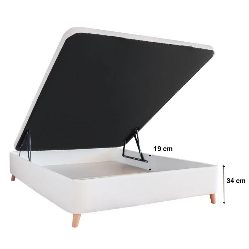 Ventadecolchones - Canapé Abatible Serena con Patas | Tapizado en Tela Antimanchas Crudo con Tapa en Tejido 3D Transpirable | 135 x 190 cm
