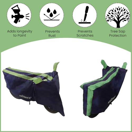 Image of Mototrance All Weather Protection Two Wheeler Cover for All Activa, Scooter, Scooty & Bikes Upto 150CC | Anti Dust, Water Resistant, Heat Resistant, Mirror Pocket Bike Body Cover | Arc Green