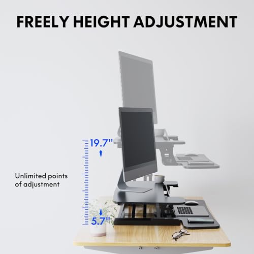 FLEXISPOT Motorized Standing Desk Converter 32" Black Electric Height Adjustable Stand up Desk Riser with Quick Release Keyboard Tray