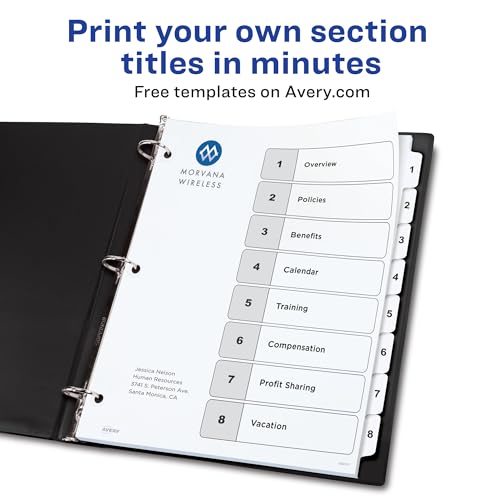 Intercalaires Avery Ready Index 8 positions intercalaire classeur A4 lot de 3 - 2