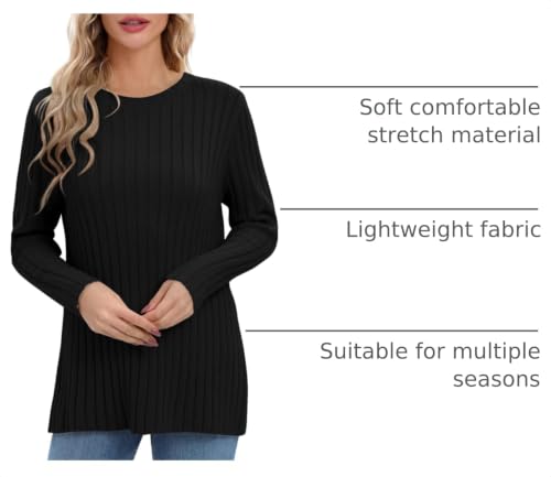 Image of Urban CoCo Women's Lightweight Crewneck Pullover Sweaters Long Sleeve Fall Knitted Sweater Tops