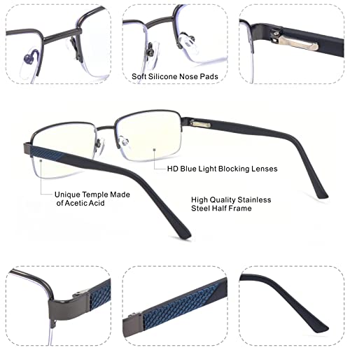 Missfive Men Premium Multifocus Reading Glasses Blue Light Blocking, Progressive Metal Frame With No Broken Spring Hinge(Workspace For Near Range 2.50X) #TOP4