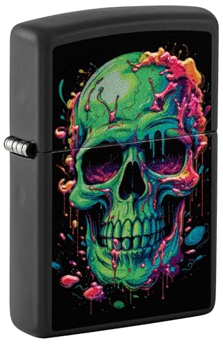 Encendedor Zippo Oozing Green Skull Negro Mate miniatura 1