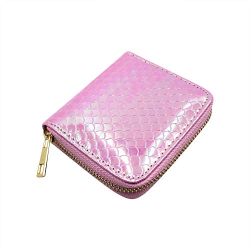 Preisvergleich Produktbild RARITYUS Geldbörse mit Meerjungfrau-Waage, Kreditkartenfach, PU-Leder mit Reißverschluss für Frauen und Mädchen - Pink - Einheitsgröße