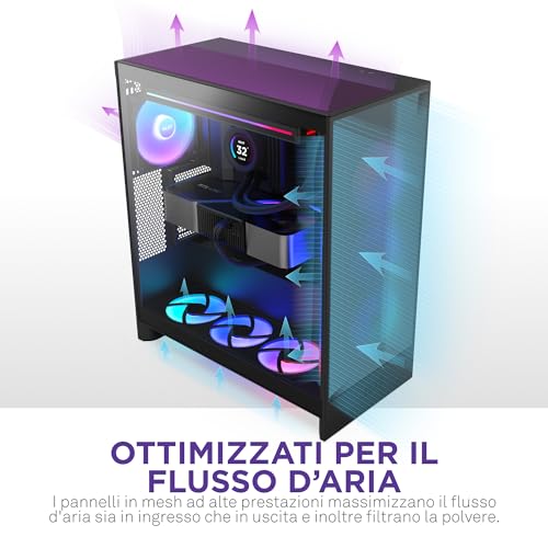 H7 Flow RGB | Case Airflow ATX mid-tower con ventole RGB | Ventole sul fondo per raffreddare la GPU | Unità ventola single-frame RGB da 360mm | Gestione cavi | Nero - Case PC - Immagine 3