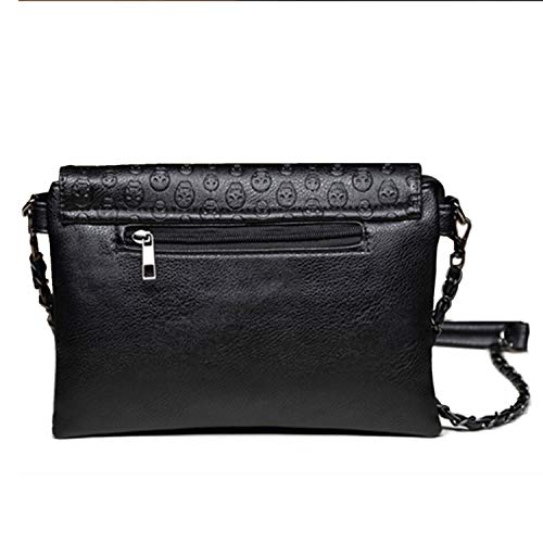 Freie Liebe Women Classic Black Skull Cross Body Bag Vintage Clutch Purse Shoulder Bag2