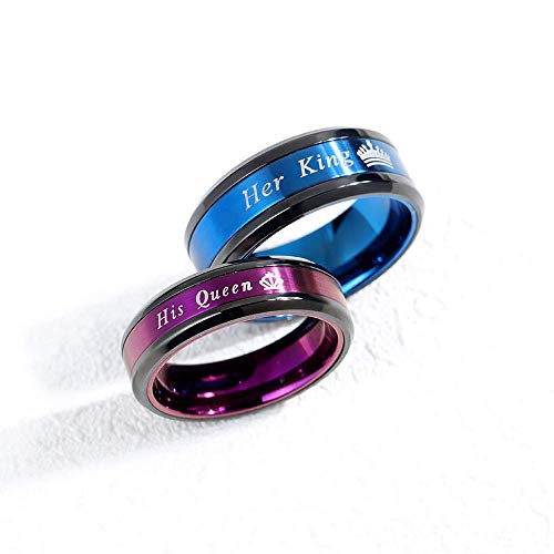Amazing 6mm Womens Wedding Band Stainless Steel Purple His Queen Ring Anniversary Promise Engagement Bridal for Her (Her Size 9)4