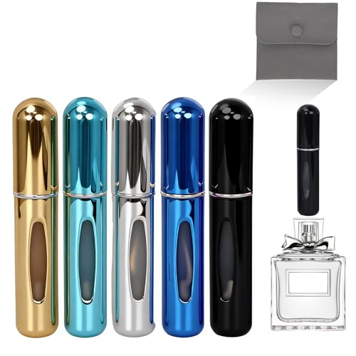 Voyadeau Refillable Perfume Atomizer 5pcs 5ML Travel Cologne Sprayer Portable Perfume Spray Bottle Empty Refillable Travel Perfume Atomizer