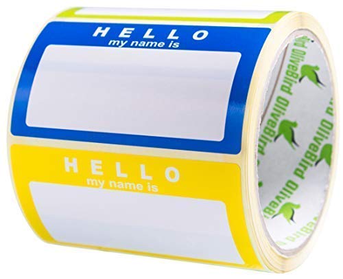 Nom Tag étiquettes Hello my name is Stickers Couleurs assorties (3 couleurs) l'école bureau Stickers, taille 90 x 50 mm, 1 rouleau/250 stickers Cover