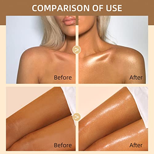 Melemando 5 Color Subtle Shimmer Body Oil, Smooth Oily Texture And Light Body Luminizer, Moisturizing Long Lasting Liquid Body Highlighter For Face & Body & Leg.(04 Glistening Bronze) #TOP5