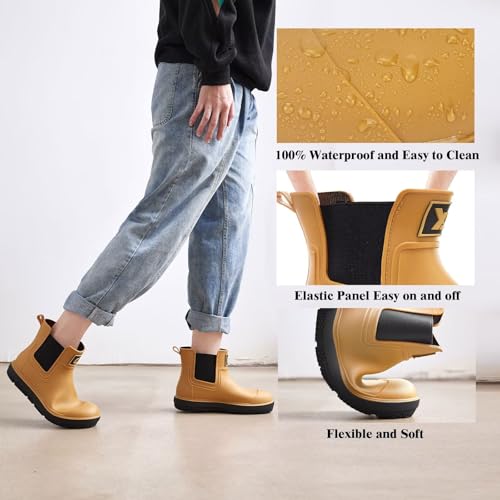 Ankle Rain Boots Men Women Waterproof Deck Boots Anti-Slip Rubber Chelsea Garden Work Shoes Short Mud Booties Fishing Farming Camping3