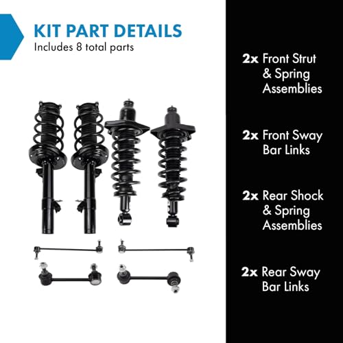 Image of TRQ Front and Rear Suspension Kit Complete Strut & Coil Spring Assembly Shock & Spring Strut Assembly Sway Bar Stabilizer Link Compatible with 2016-2022 Honda Pilot