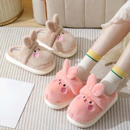 Cartoon Women's Rabbit Slippers - Winter Cute Cotton Warm Home Shoes - Comfortable and Fluffy Animal Slippers4