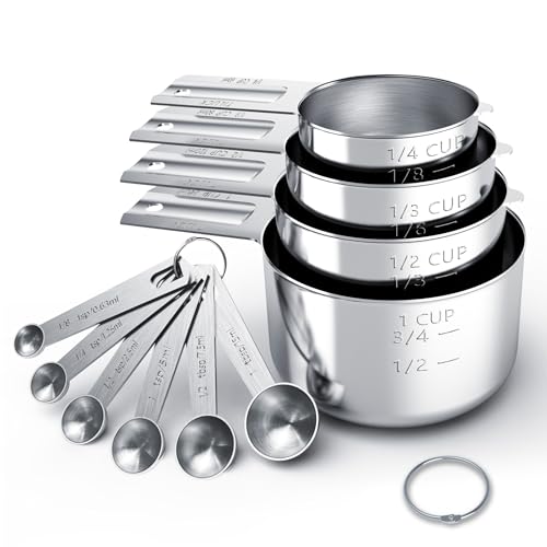 TILUCK Stainless Steel Measuring Cups & Spoons Set, Cups and...