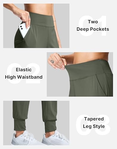 Image of SANTINY Women's Joggers Pants with Pockets Lightweight High Waisted Athletic Gym Workout Pants for Women Yoga Travel