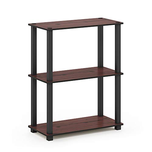 Image of Furinno TURN-S-TUBE Storage Shelves, 3-Tier Book Shelf, Corner Shelf, Toolless Open Shelves, for Organization and Storage, Living Room, Garage, Home Office, Dark Cherry