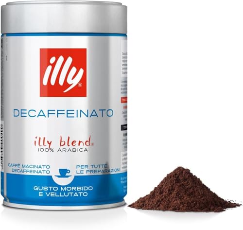 illy Kaffeepulver Decaf / entkoffeiniert, Kaffee gemahlen ohne Koffein, 1x250g Dose